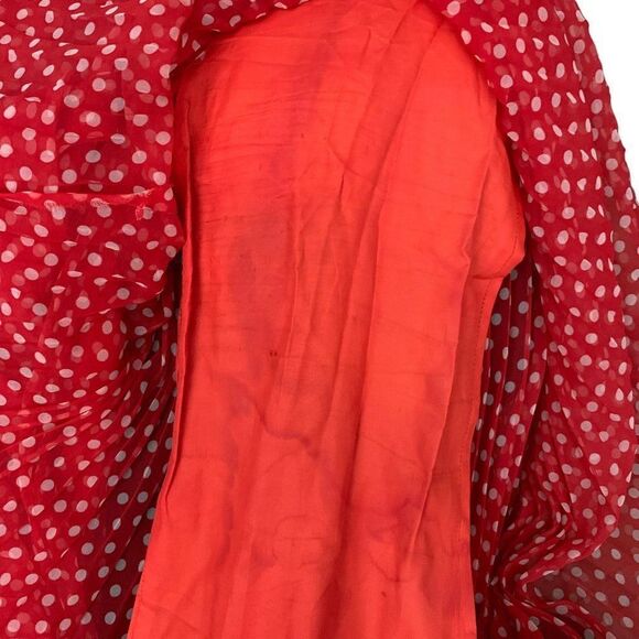 Vintage 60s Jack Bryan Chiffon Jumpsuit S Red Polka Dots Accordion Pleats Groovy - Picture 11 of 12